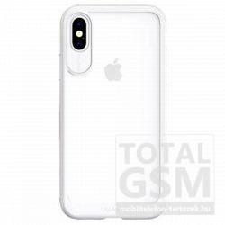 Apple iPhone X / XS USAMS MIYA Fehér Szilikon Szélü Plexi Tok