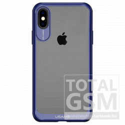 Apple iPhone X / XS USAMS MIYA Kék Szilikon Szélü Plexi Tok