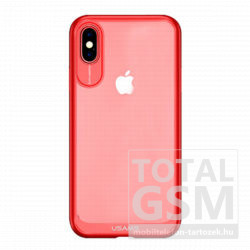 Apple iPhone X / XS USAMS MIYA Piros Szilikon Szélü Plexi Tok